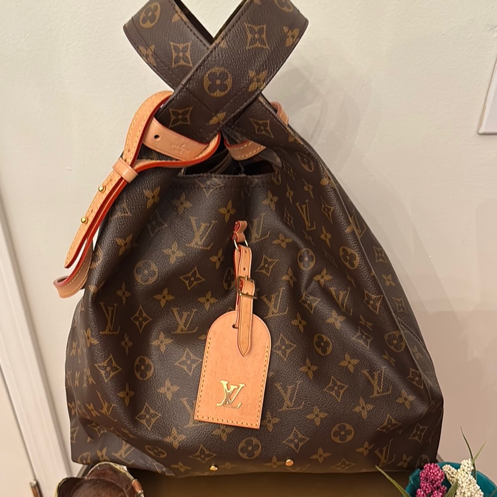 Louis Vuitton Brown and Tan Shoulder Bag with Iconic Monogram